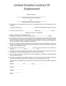 Limited Duration Contract Of Employment Template