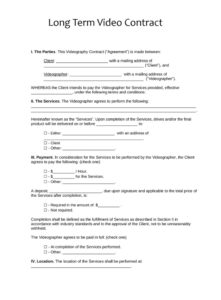 Long Term Video Contract Template Long Term Video Contract Template