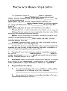 Martial Arts Membership Contract Template