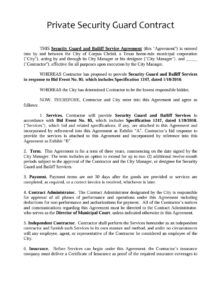 Private Security Guard Contract Template Private Security Guard Contract Template