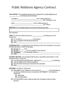 Public Relations Agency Contract Template Public Relations Agency Contract Template