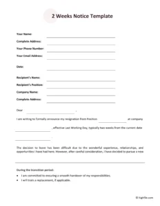 Proper Two Weeks Notice Template
