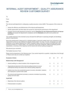 Internal Audit Feedback Survey Template Sample