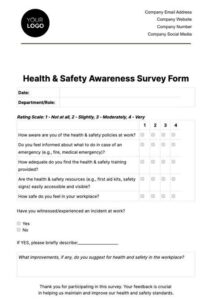 Health And Safety Survey Template Health And Safety Survey Template